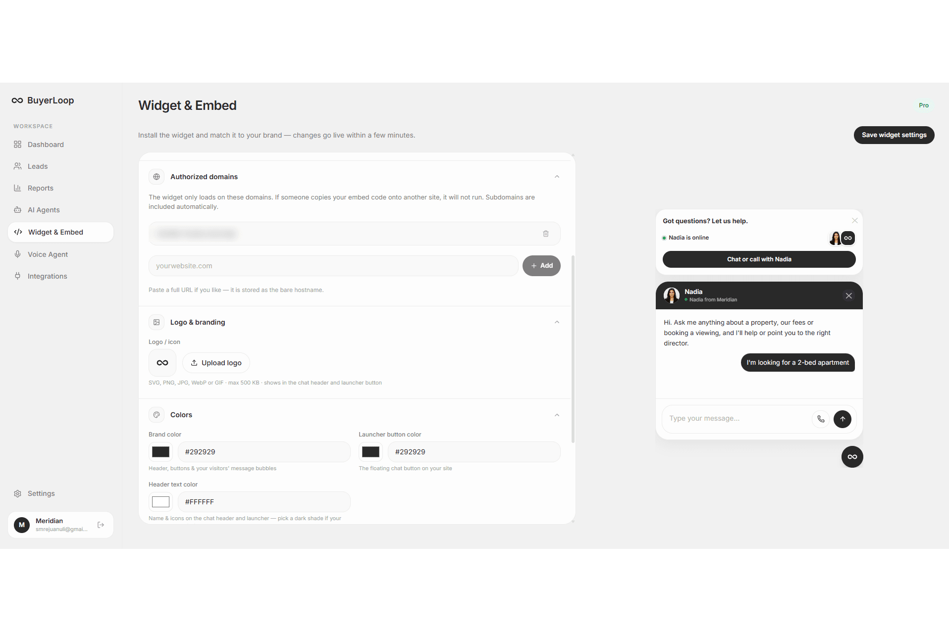 BuyerLoop widget and embed code