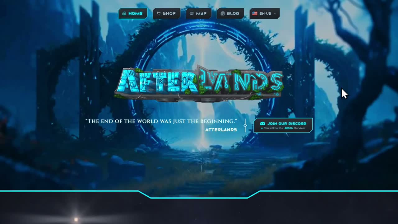 AfterLands hero with a glowing portal in a dark forest