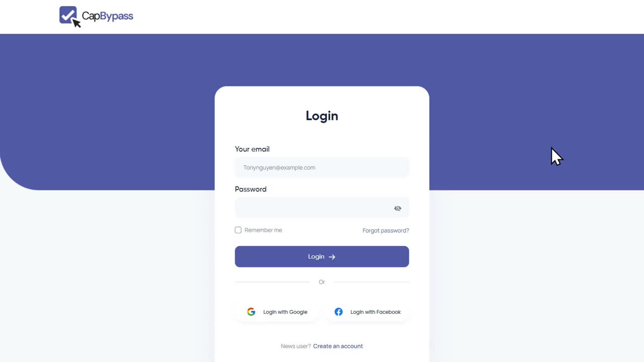CapByPass login and signup screens