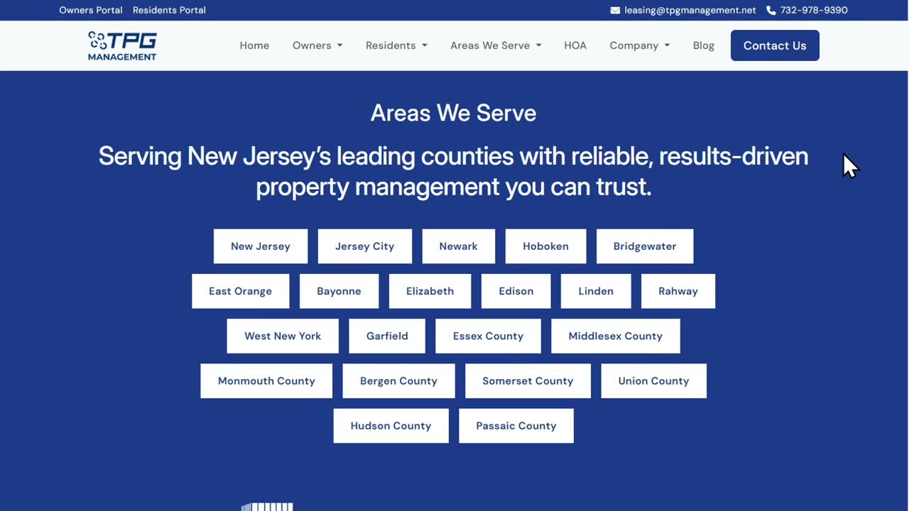 TPG Management areas we serve page