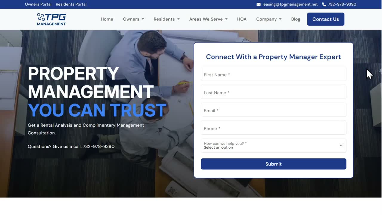 TPG Management services page